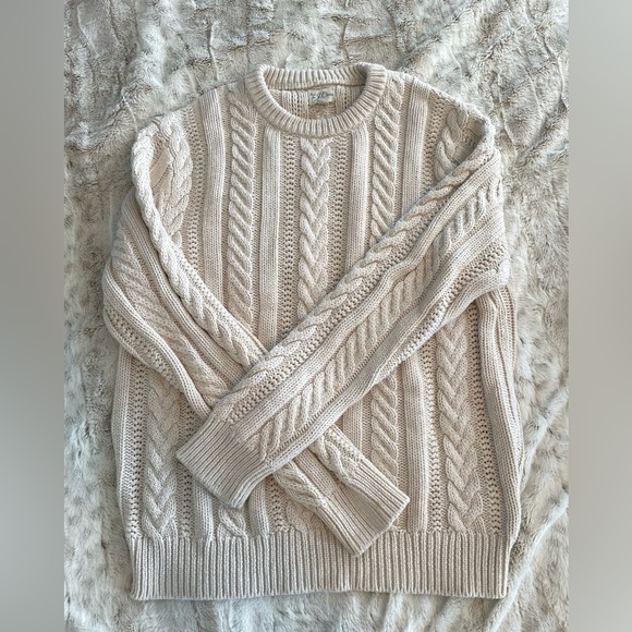 Men's Fisherman’s Cream Cable Knit Sweater - Picture 1 of 7